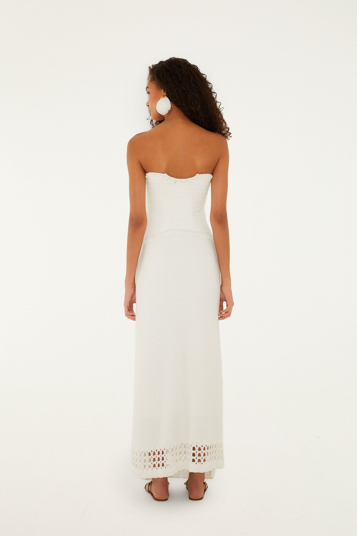 Off-White Palm Tree Knit Midi Dress - FARM Rio OFF-WHITE