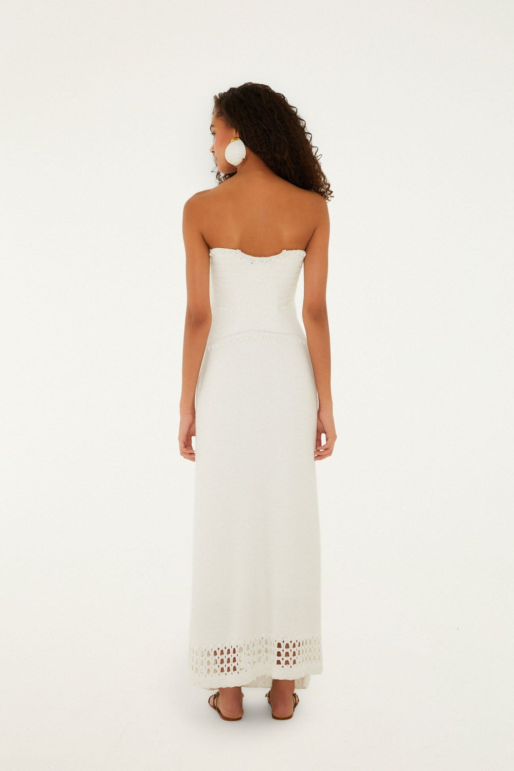Off-White Palm Tree Knit Midi Dress - FARM Rio OFF-WHITE