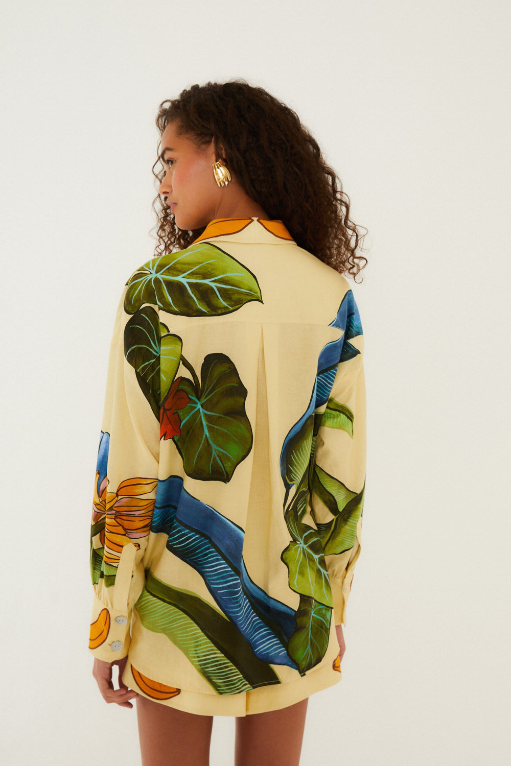 Yellow Banana Grapes Lenzing Ecovero Euroflax Shirt - FARM Rio BANANA GRAPES YELLOW