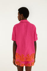 Pink Fruit Richelieu Artisanal Euroflax Premium Linen Shirt - FARM Rio PINK