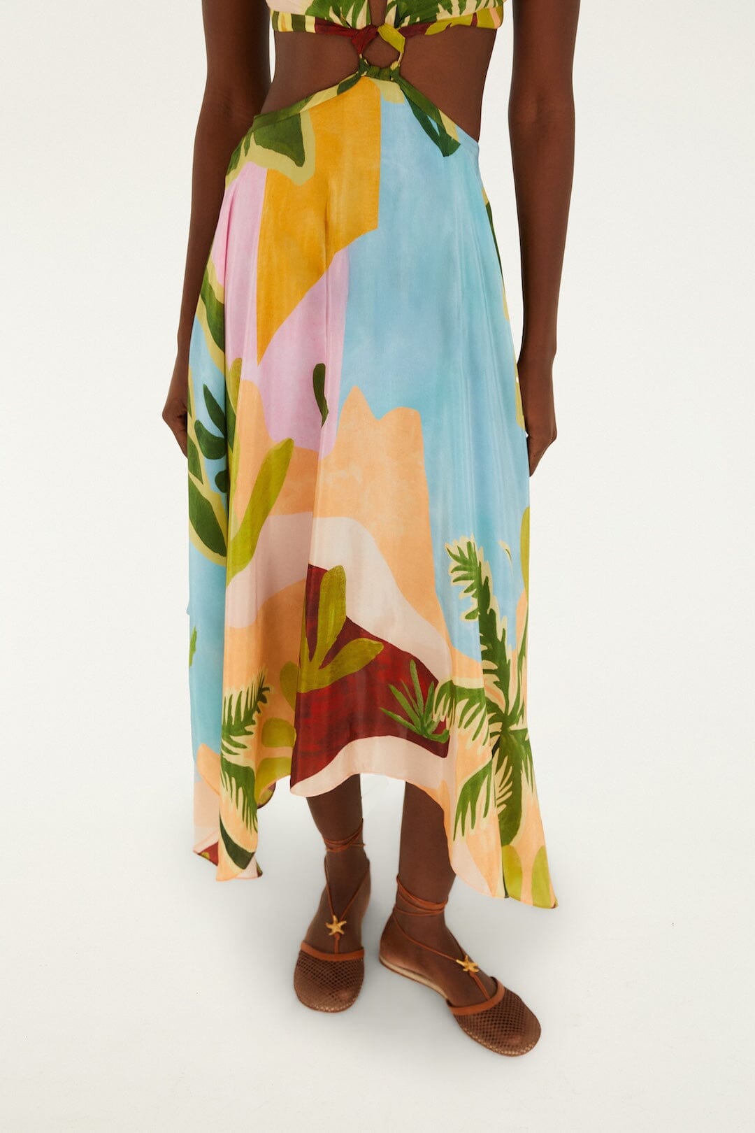 Multicolor Tropical Painting Cut-Out Buckles Maxi Dress - FARM Rio TROPICAL PAINTING MULTICOLOR