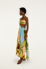 Multicolor Tropical Painting Cut-Out Buckles Maxi Dress - FARM Rio TROPICAL PAINTING MULTICOLOR