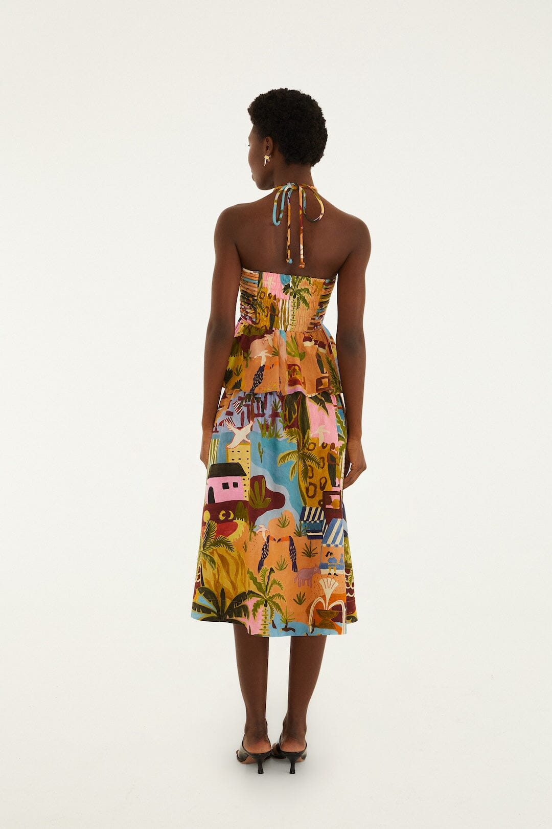 Multicolor Tropical Painting Lenzing Ecovero Euroflax Midi Dress - FARM Rio TROPICAL PAINTING MULTICOLOR