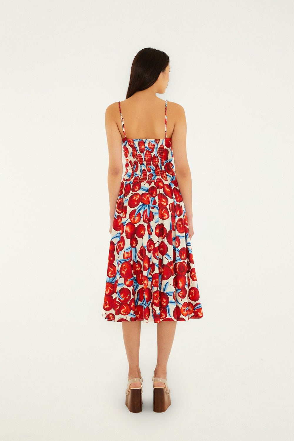 Cherry Blossom Sleeveless Lenzing Ecovero Euroflax Midi Dress - FARM Rio CHERRY BLOSSOM