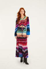 Multicolor Precious Gems Long Sleeve Draped Top - FARM Rio PRECIOUS GEMS MULTICOLOR