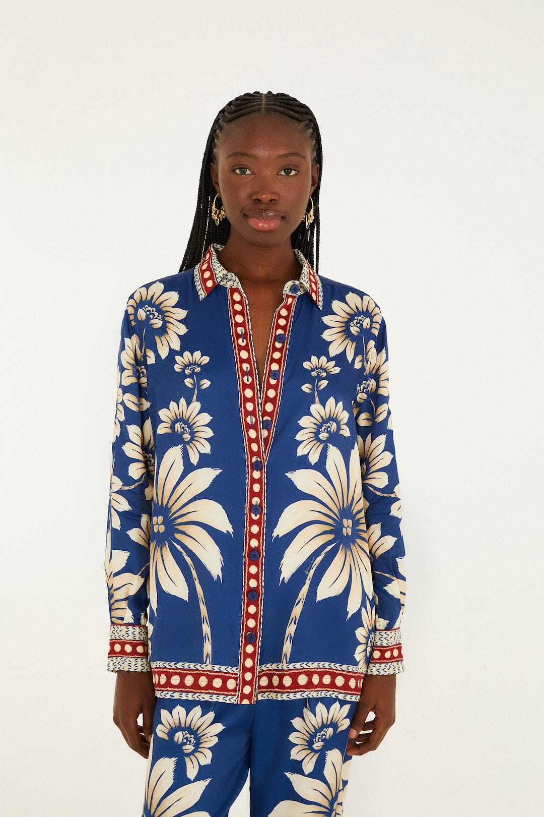 Blue Luna Collared Lenzing Ecovero Viscose Pajama Shirt - FARM Rio LUNA BLUE