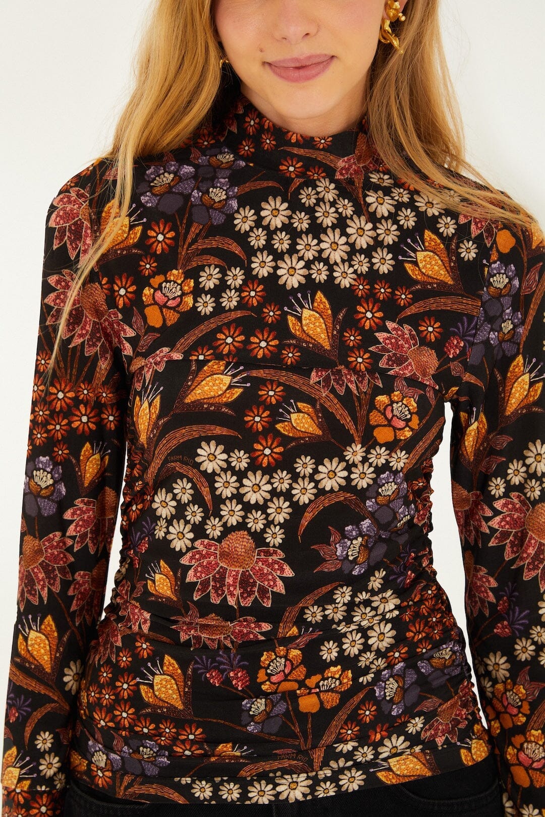 Black Lili Jersey Blouse - FARM Rio LILI BLACK