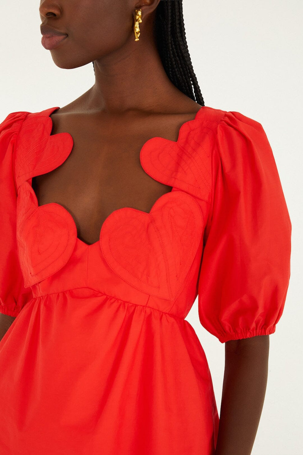 Red Heart Short Sleeve Organic Cotton Blouse - FARM Rio RED
