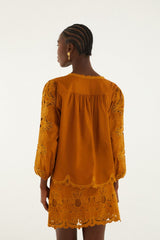 Camel Richelieu Long Sleeve Blouse - FARM Rio BROWN