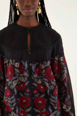 Black Valentina Long Sleeve Blouse - FARM Rio VALENTINA BLACK