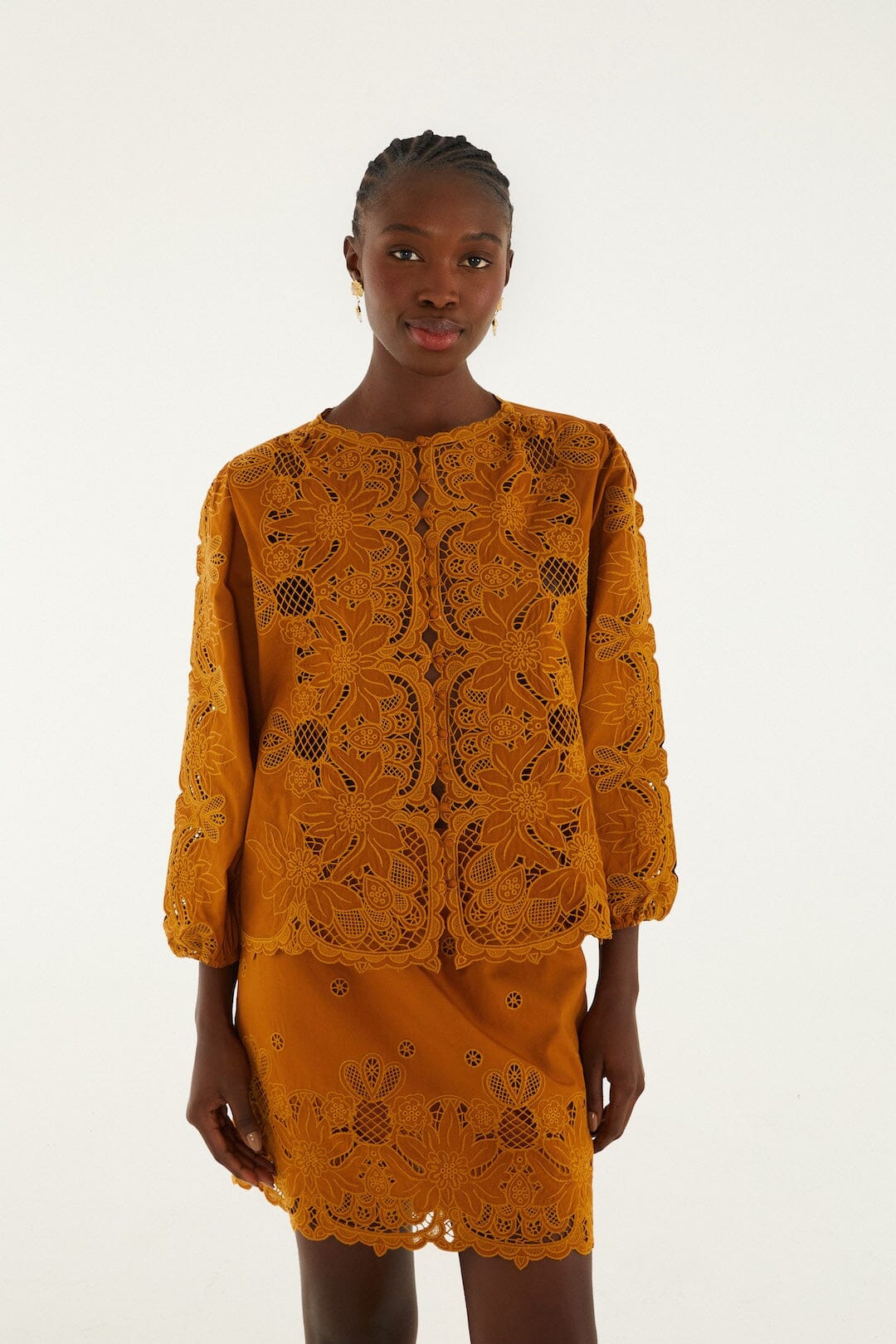 Camel Richelieu Mini Skirt - FARM Rio BROWN