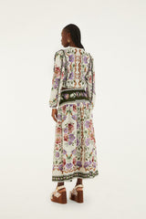Cream Rococo Flowers Lace Buttoned Midi Skirt - FARM Rio ROCOCO FLOWERS CREAM