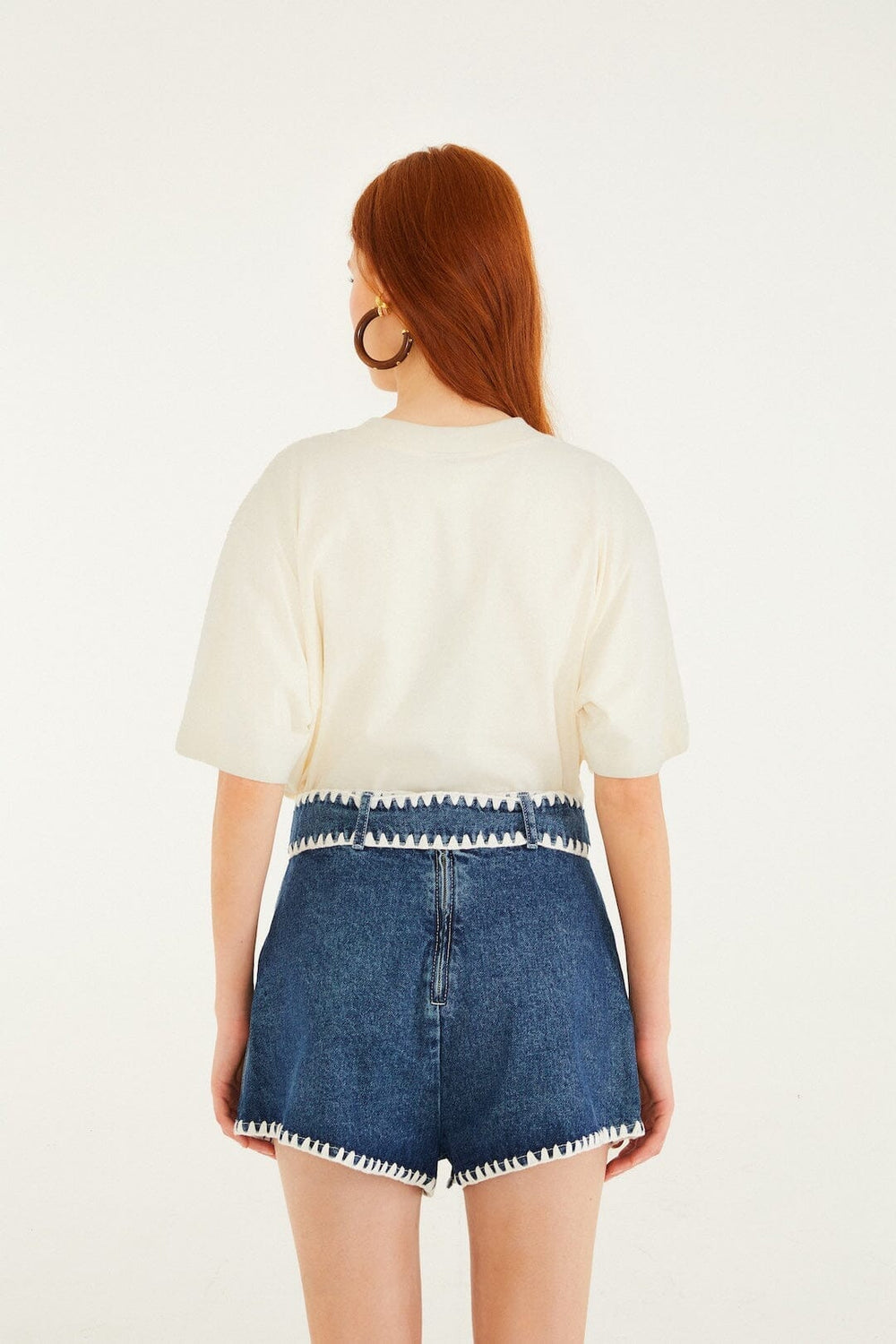 Denim Crochet Embroidery Belted Shorts - FARM Rio DENIM