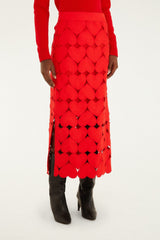 Red Hearts Euroflax Premium Linen Midi Skirt - FARM Rio RED