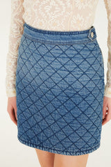 Denim Quilted Mini Skirt - FARM Rio DENIM