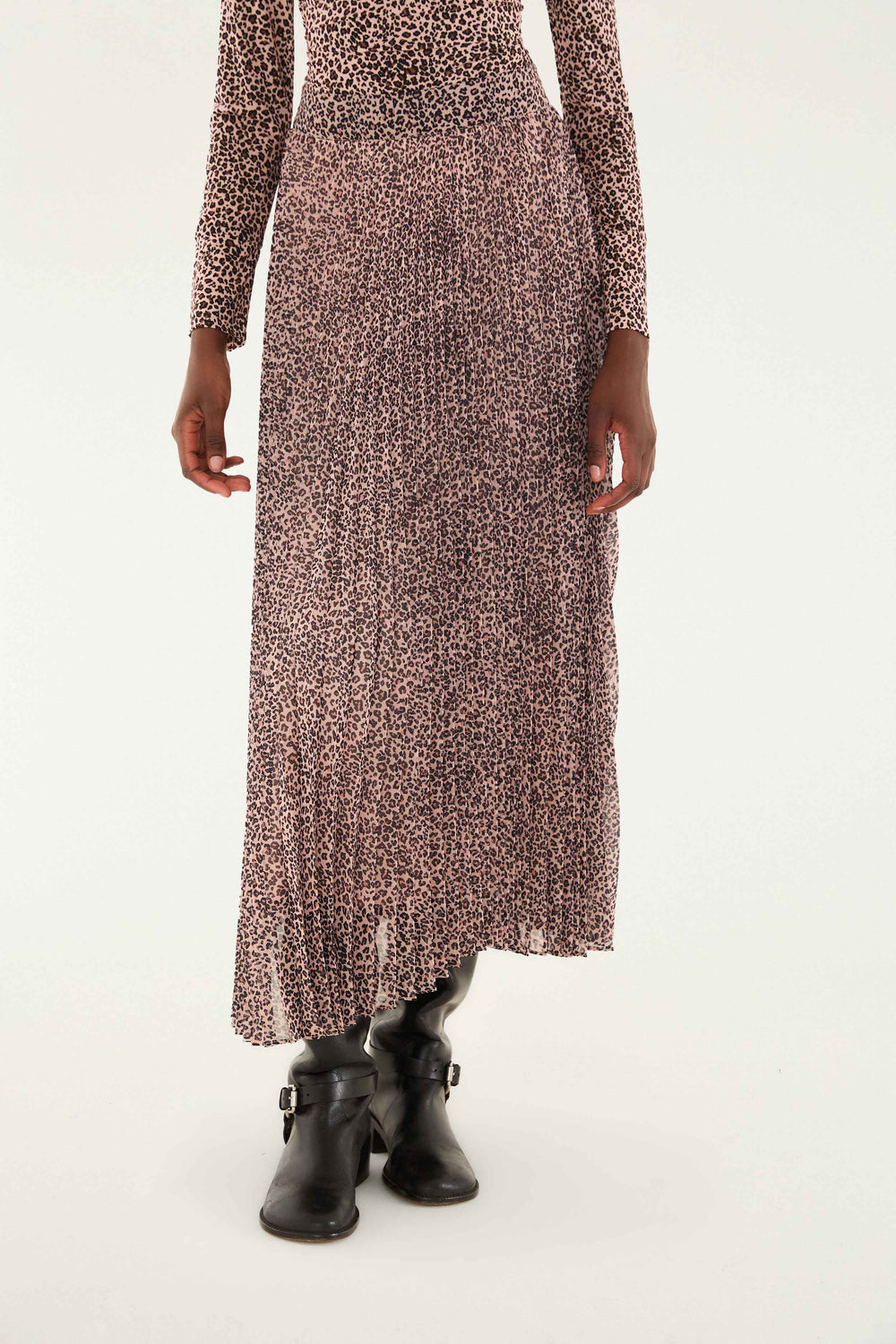 Pink Baby Leopard Pleated Maxi Skirt - FARM Rio BABY LEOPARD PINK