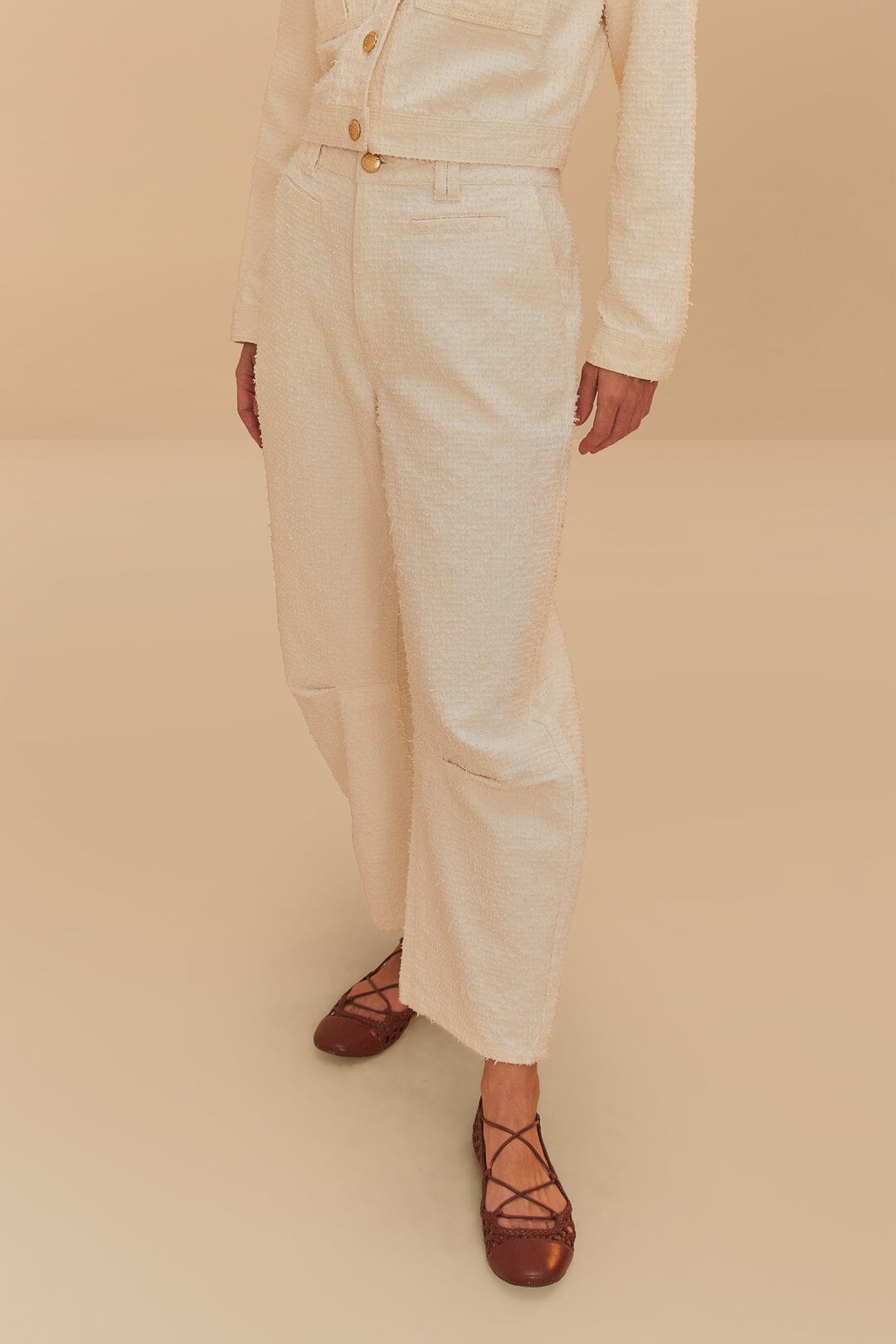 Off-White Twill Laser Carpenter Pants - FARM Rio OFF-WHITE
