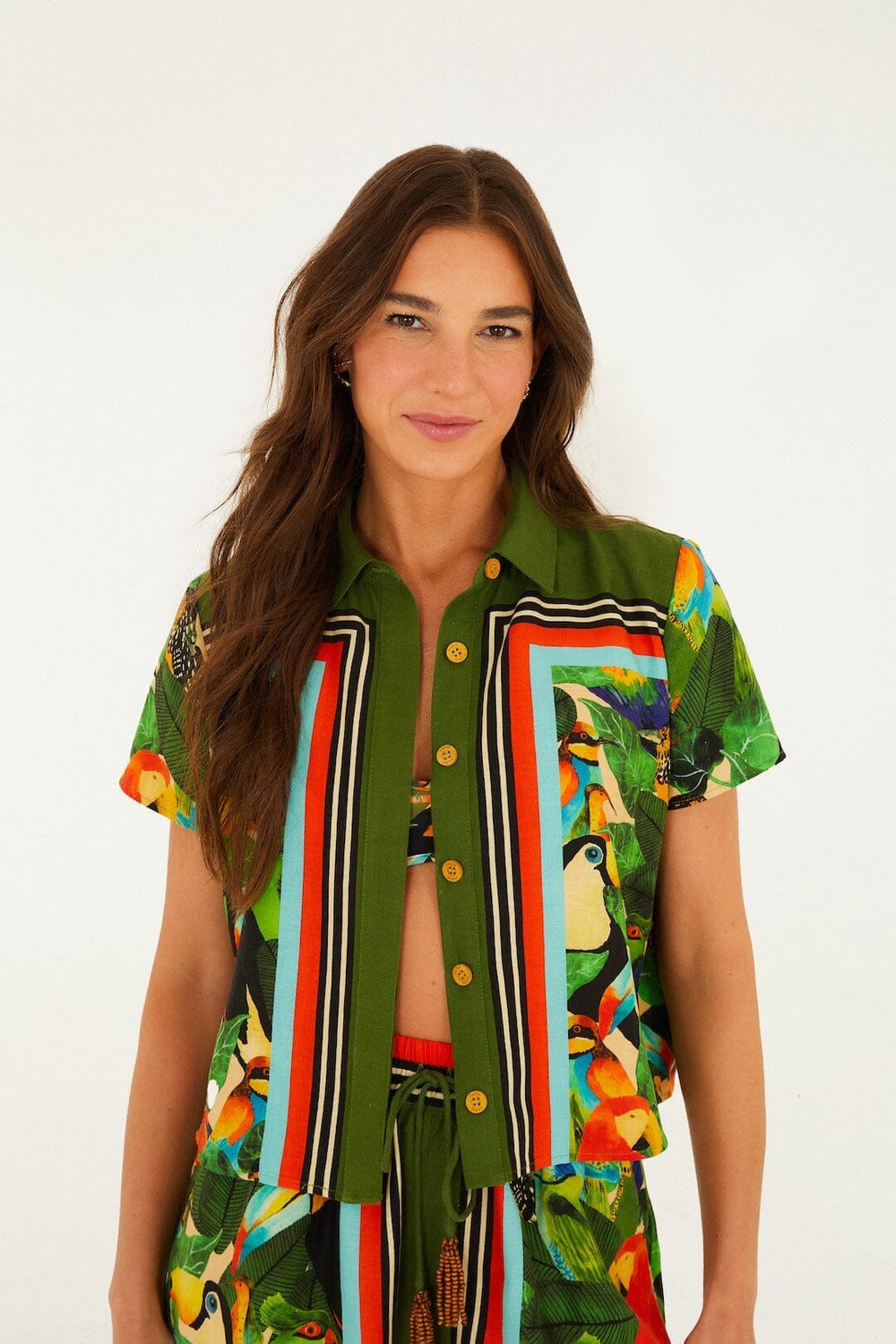 Bird Leaves Shirt - FARM Rio BIRD LEAVES SAND