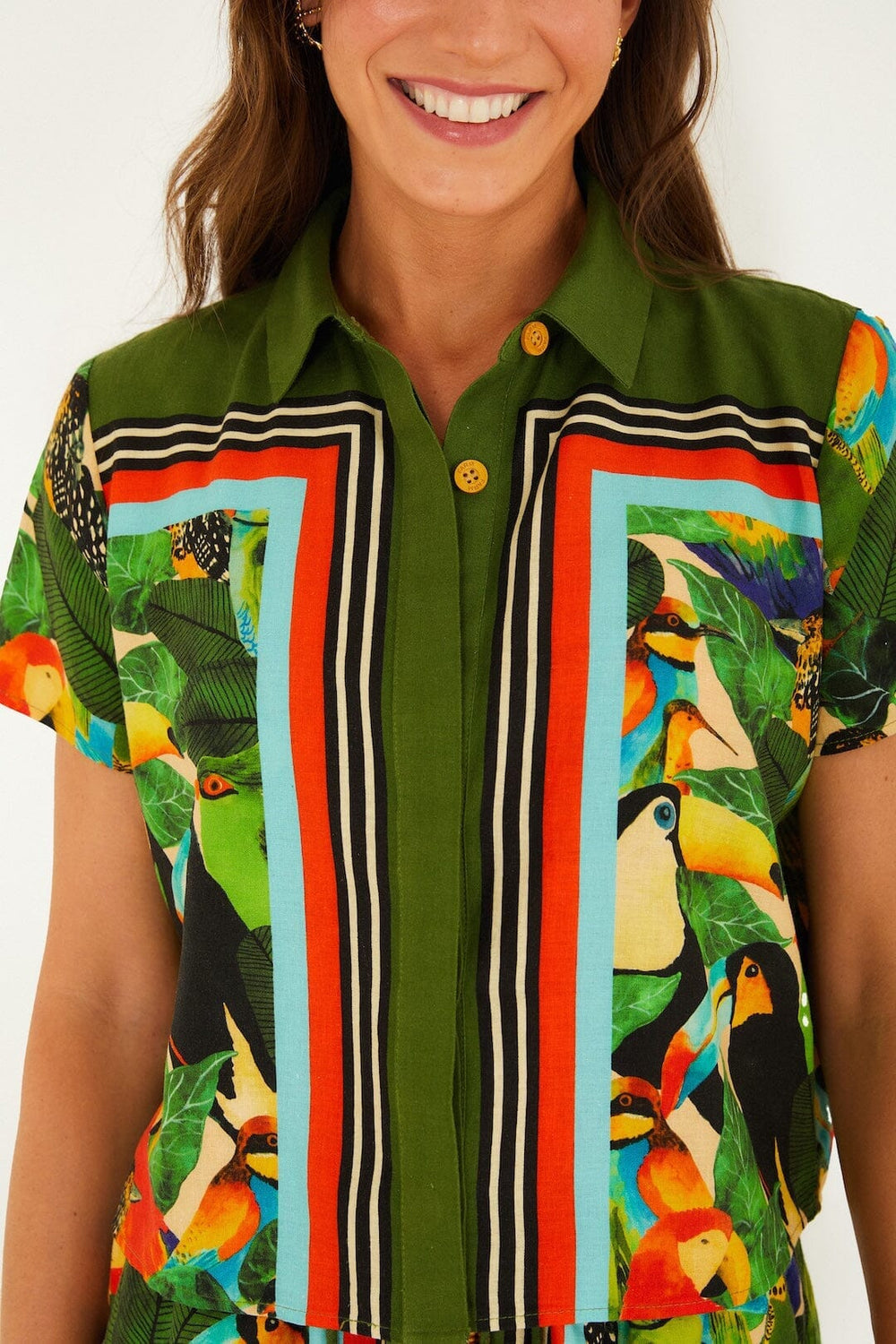 Bird Leaves Shirt - FARM Rio BIRD LEAVES SAND