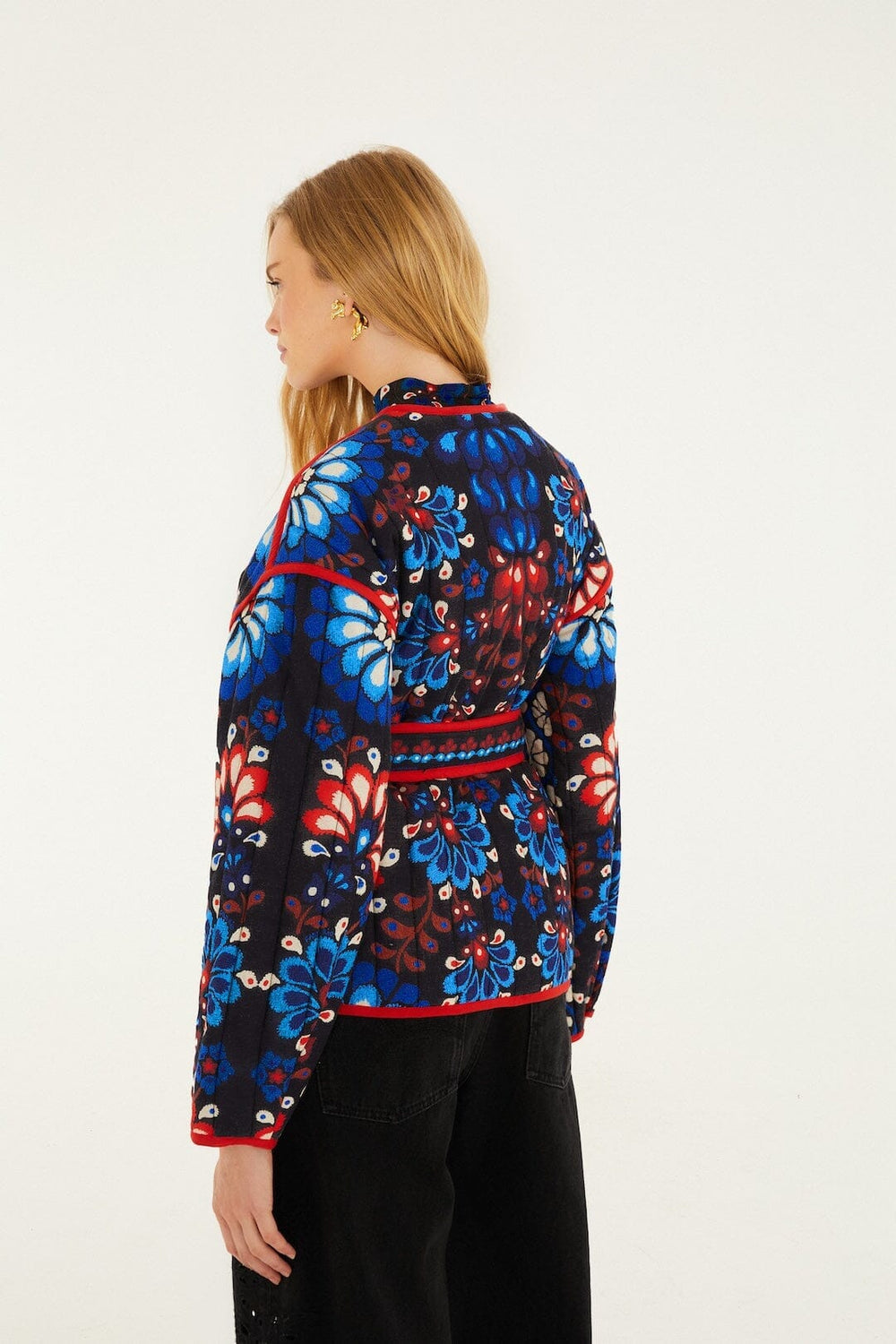 Black Latina Scarf Belted Crop Jacket - FARM Rio LATINA SCARF BLACK