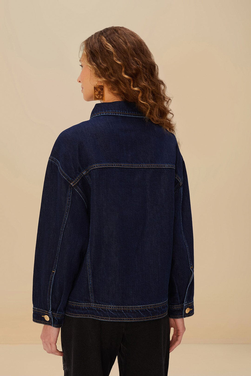Dark Denim Buttoned Jacket - FARM Rio DENIM