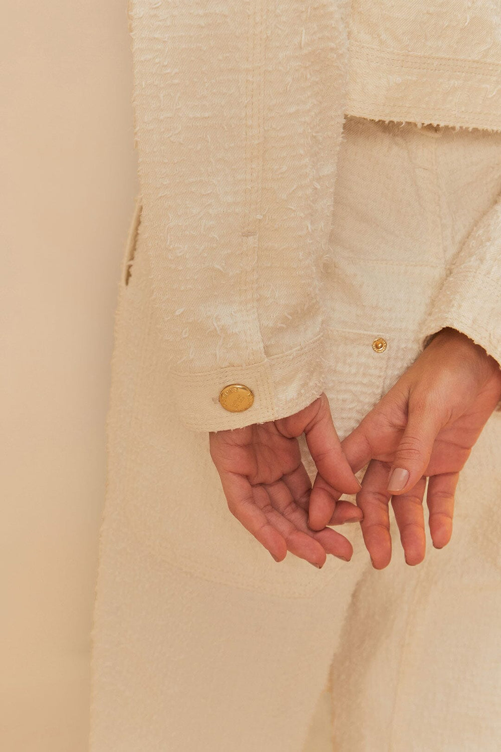 Off-White Twill Laser Crop Jacket - FARM Rio OFF-WHITE