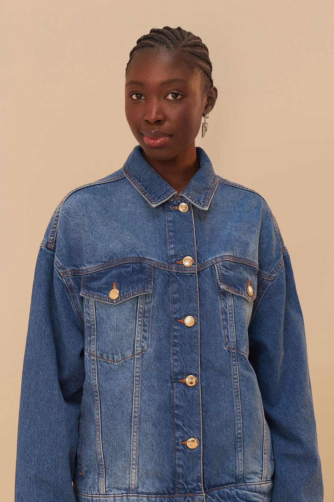 Denim Buttoned Jacket - FARM Rio DENIM