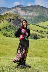 Black Bold Colorful Flower Embroidered Knit Sweater - FARM Rio BOLD COLORFUL FLOWER