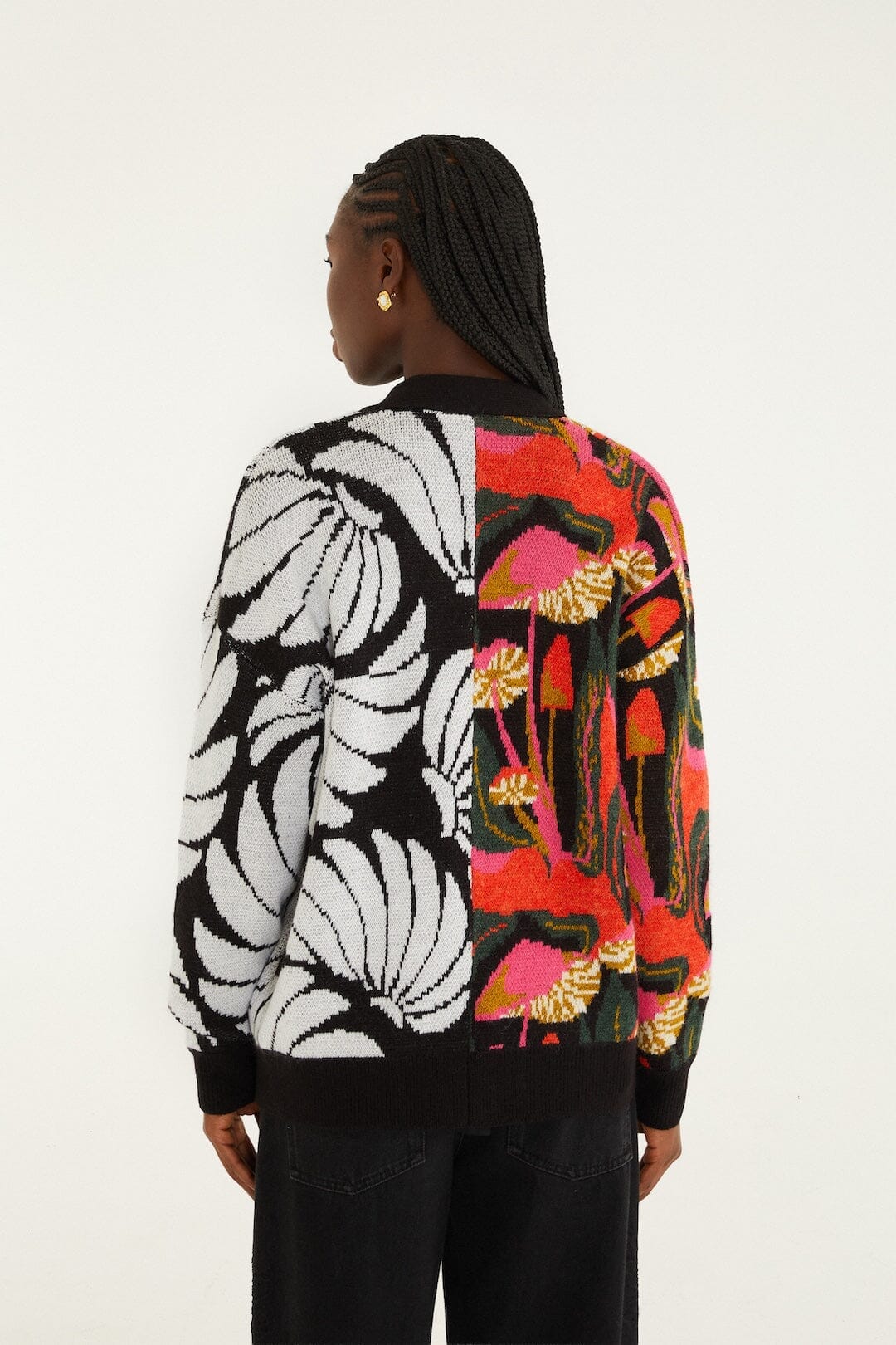 Mix Wild Mushrooms Knit Cardigan - FARM Rio WILD MUSHROOMS BLACK