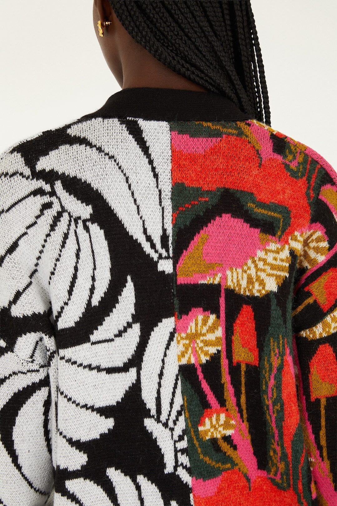 Mix Wild Mushrooms Knit Cardigan - FARM Rio WILD MUSHROOMS BLACK