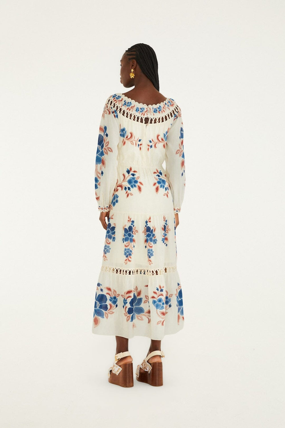 Sand Renata Floral Drawstring Cut-Out Maxi Dress - FARM Rio RENATA FLORAL SAND