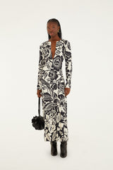 Off-White Cashews And Birds Lenzing Ecovero Viscose Maxi Dress - FARM Rio CASHEWS AND BIRDS WINTER WHITE