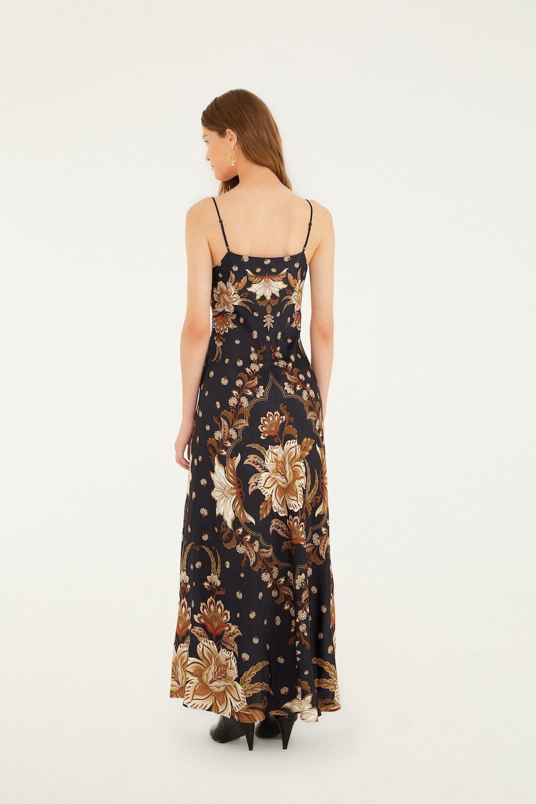 Black Majestic Garden Lenzing™ Ecovero™ Viscose Slip Maxi Dress - FARM Rio MAJESTIC GARDEN BLACK