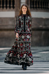 Black Rococo Flowers Ruffled Maxi Dress - FARM Rio ROCOCO FLOWERS BLACK