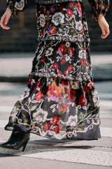 Black Rococo Flowers Ruffled Maxi Dress - FARM Rio ROCOCO FLOWERS BLACK