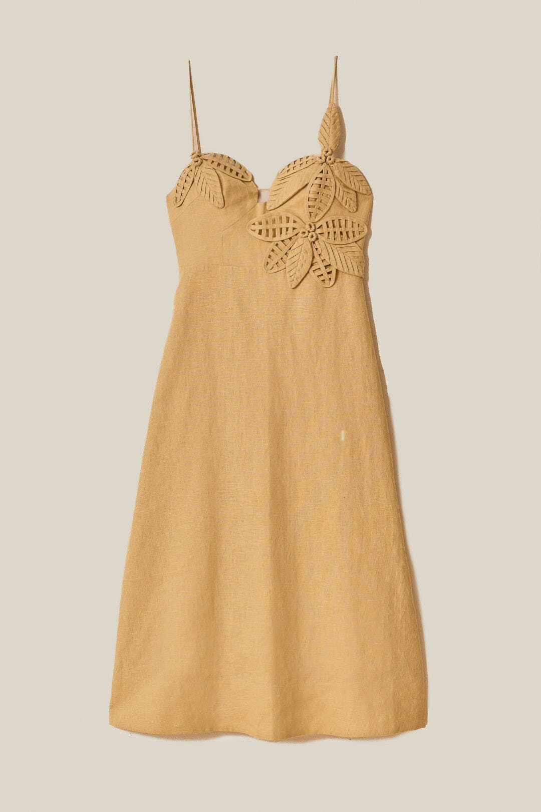 Sand 3D Flower Bodice Midi Dress - FARM Rio SAND