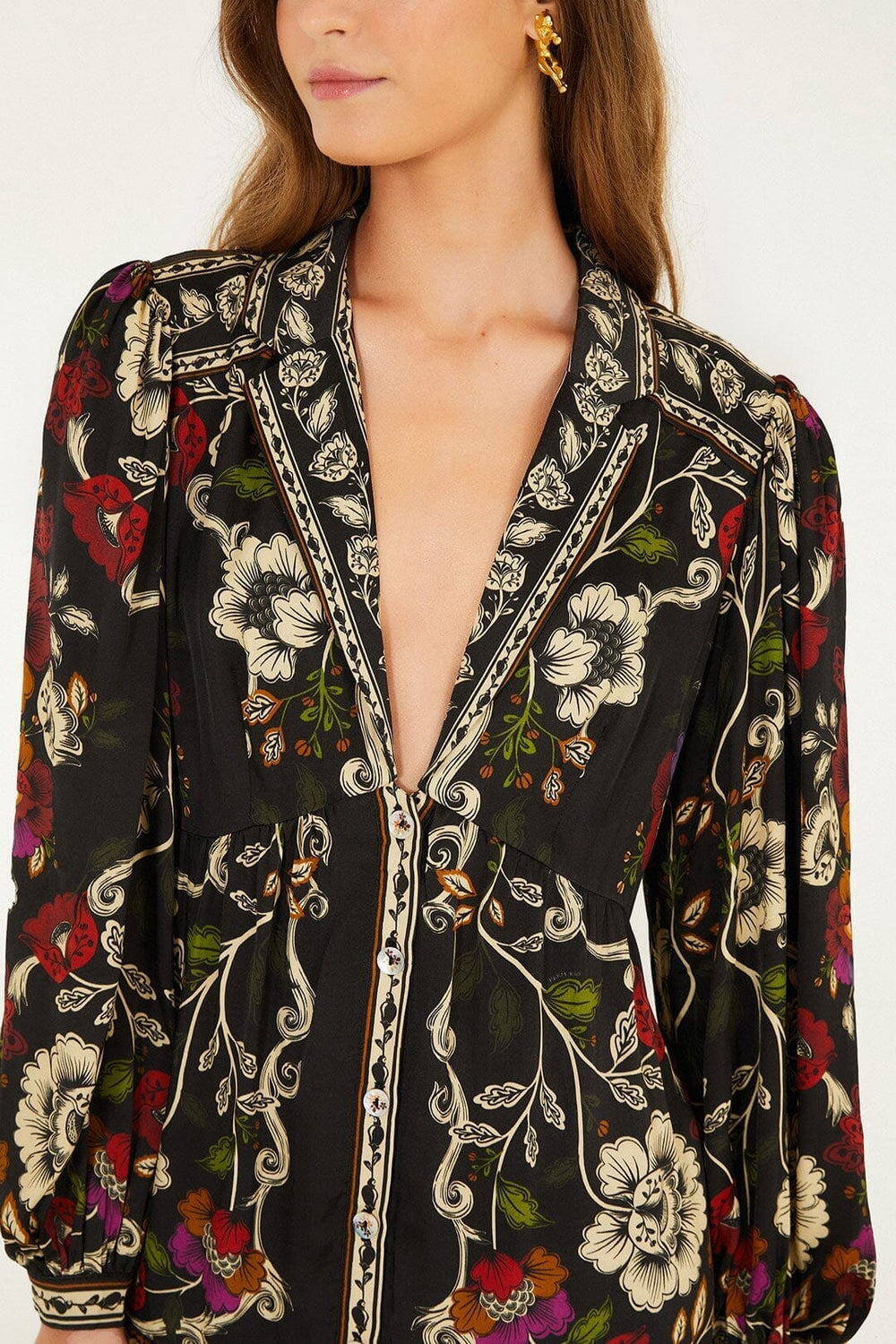 Black Rococo Flowers Lenzing™ Ecovero™ Viscose Mini Dress - FARM Rio ROCOCO FLOWERS BLACK