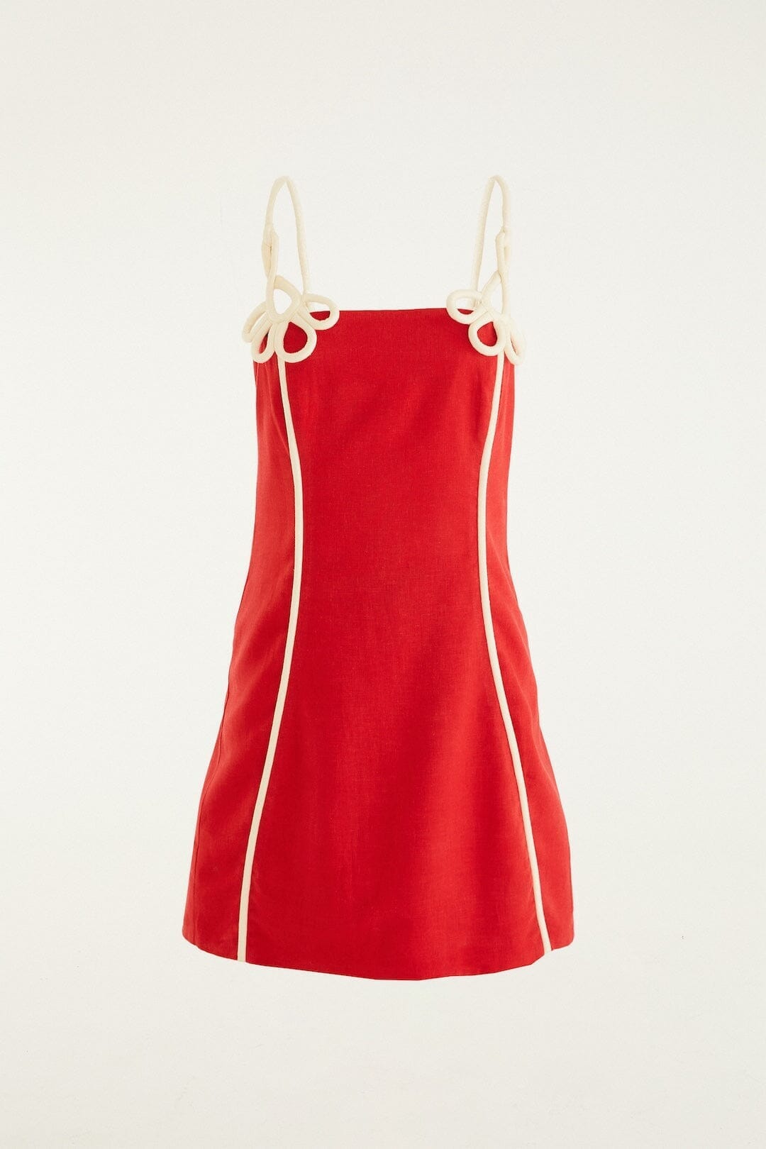 Red 3d Flower Euroflax Premium Linen Mini Dress - FARM Rio RED