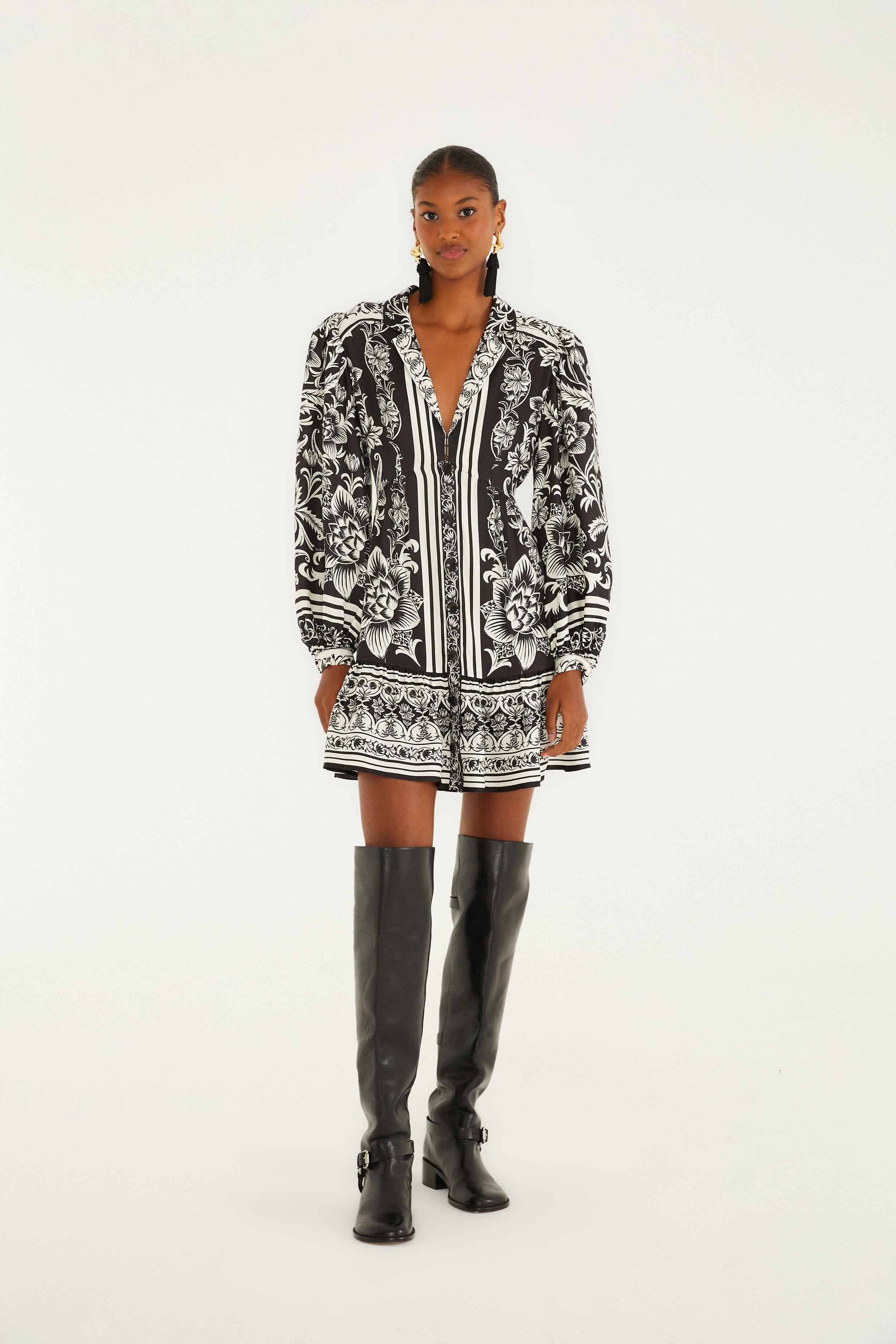 Lisbon Black Mini Dress - FARM Rio LISBON BLACK
