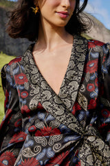 Black Valentina Wrap Lenzing Ecovero Viscose Mini Dress - FARM Rio VALENTINA BLACK