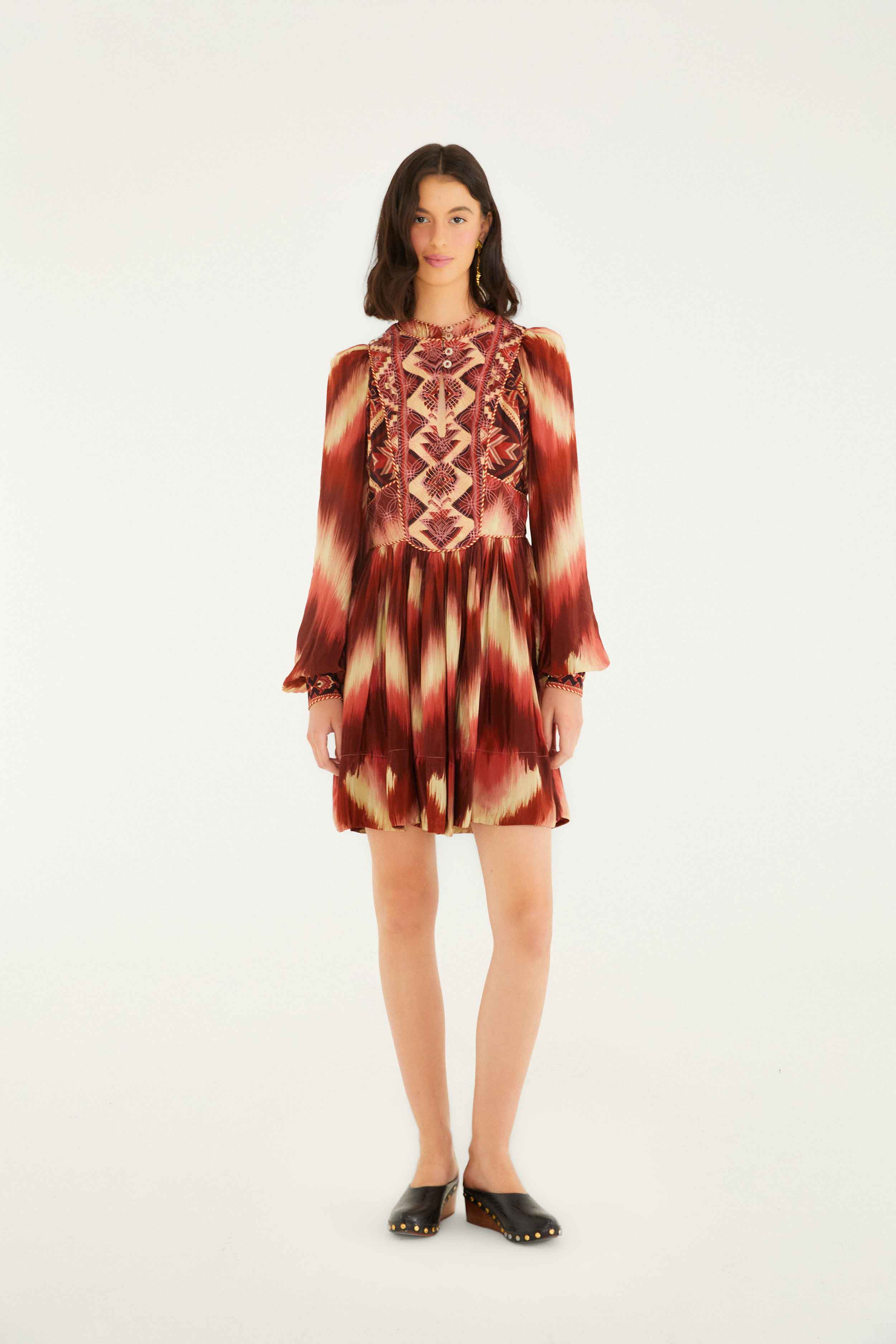 Red Amanda Stripes Tapestry Quilted Mini Dress - FARM Rio AMANDA STRIPES IKAT RED