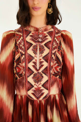 Red Amanda Stripes Tapestry Quilted Mini Dress - FARM Rio AMANDA STRIPES IKAT RED