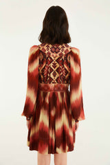 Red Amanda Stripes Tapestry Quilted Mini Dress - FARM Rio AMANDA STRIPES IKAT RED