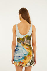 Multicolor Copacabana Beach Euroflax Premium Linen Mini Dress - FARM Rio COPACABANA BEACH MULTICOLOR