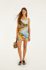 Multicolor Copacabana Beach Euroflax Premium Linen Mini Dress - FARM Rio COPACABANA BEACH MULTICOLOR
