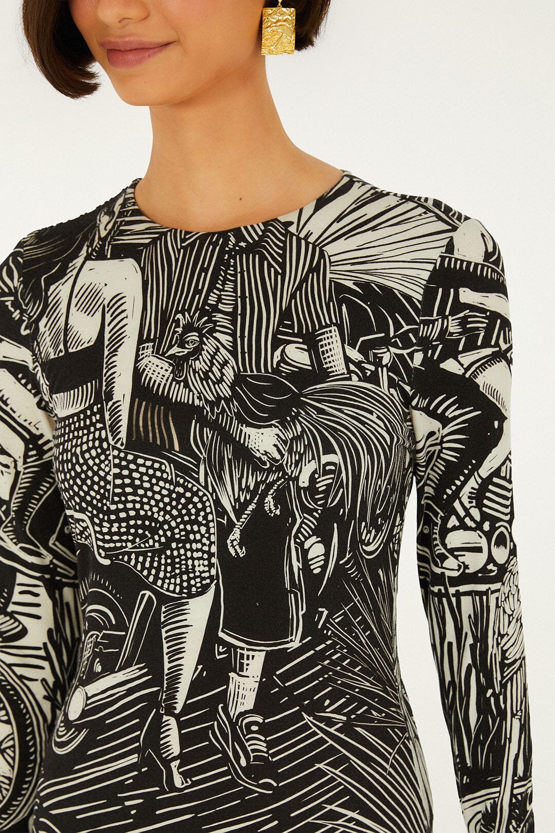 Black Ruta Ruffled Hem Mini Dress - FARM Rio RUTA BEIGE