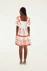 Red Porcelain Garden Organic Cotton Mini Dress - FARM Rio PORCELAIN GARDEN RED