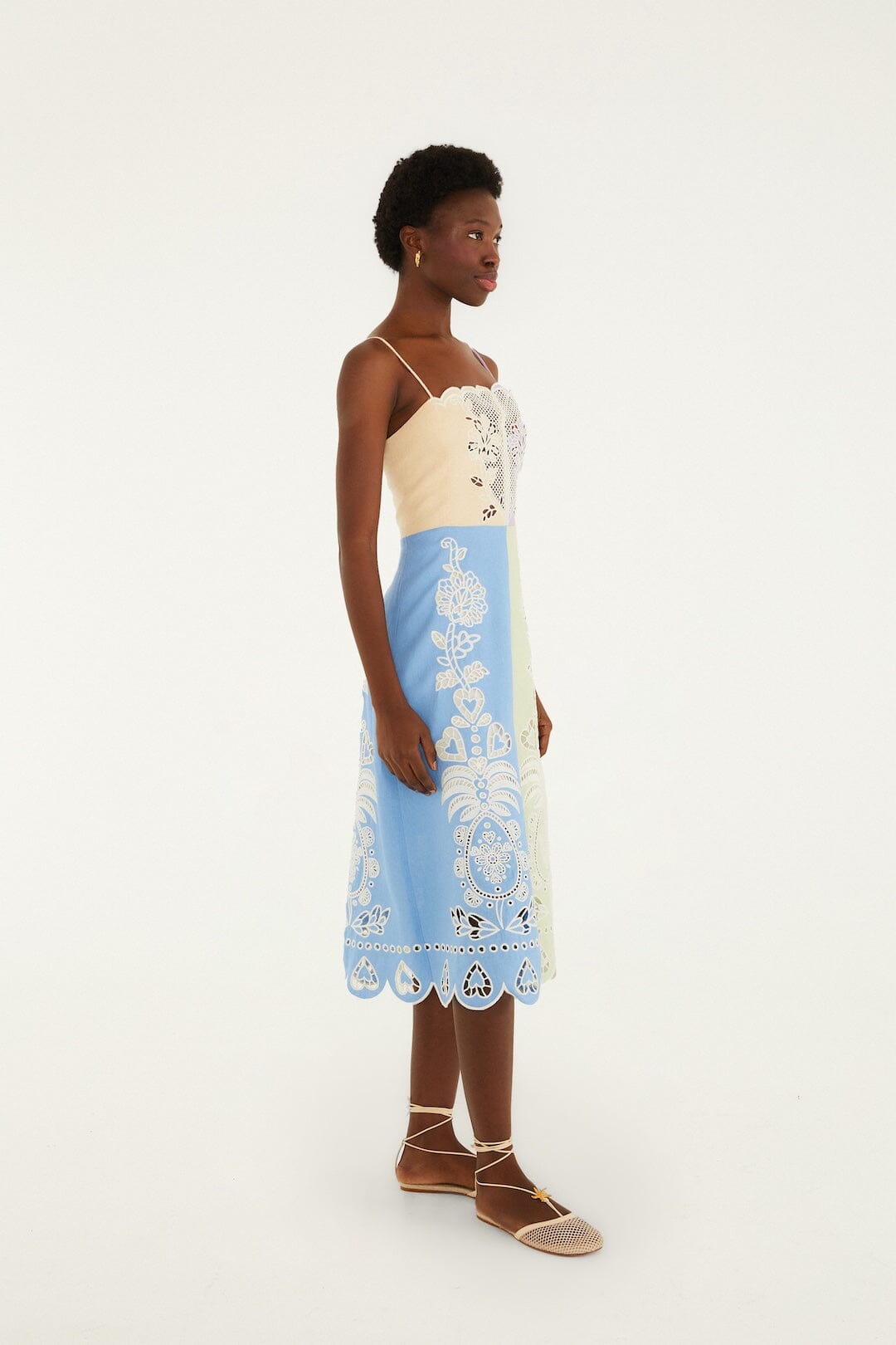 Multicolor Embroidered Euroflax Premium Linen Midi Dress - FARM Rio MULTI