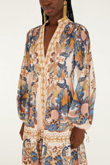 Soft Pink Sea Garden Scarf Pleated Midi Dress - FARM Rio SEA GARDEN SCARF SOFT PINK