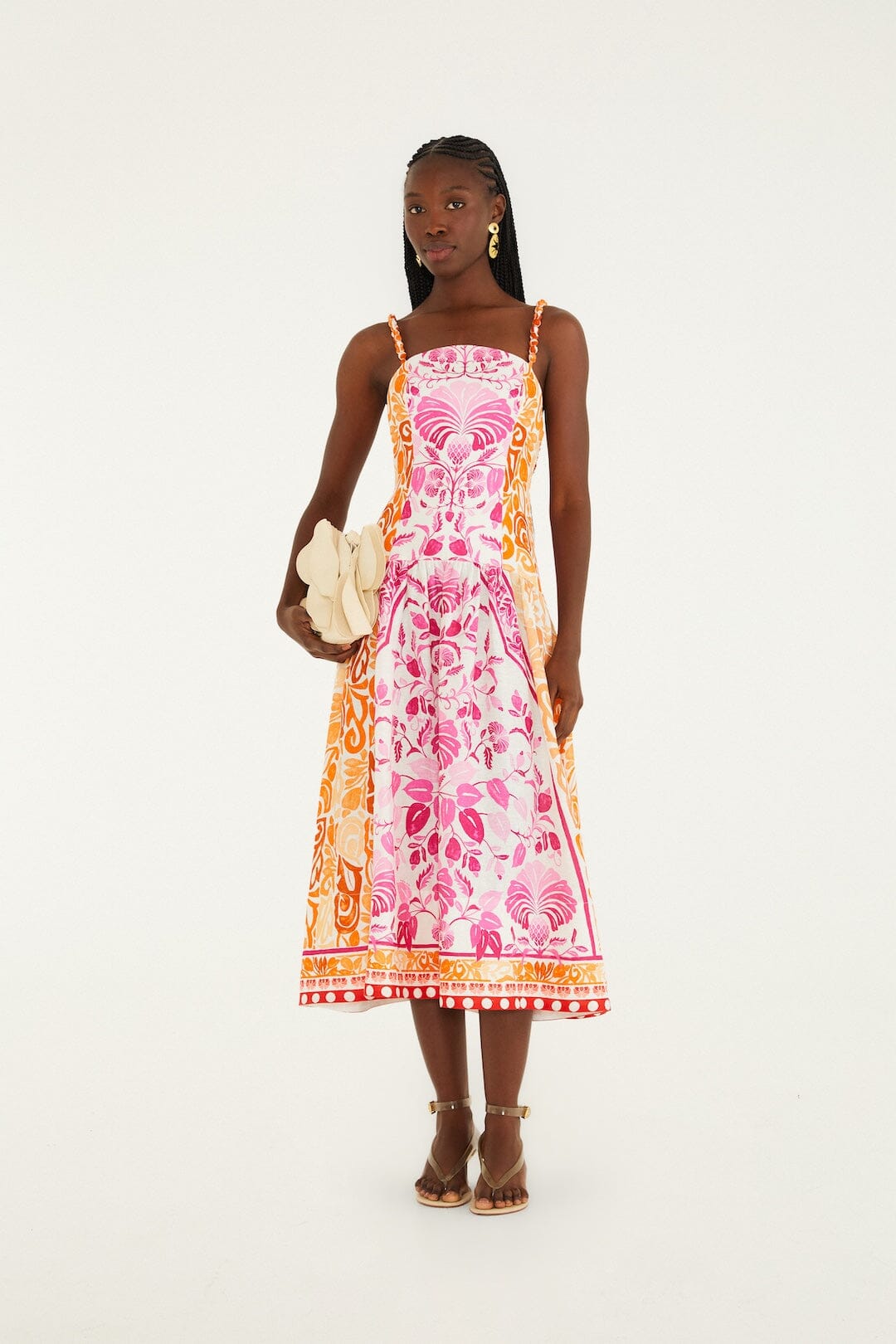 Off-White Santorini Euroflax Premium Linen Midi Dress - FARM Rio SANTORINI OFF-WHITE